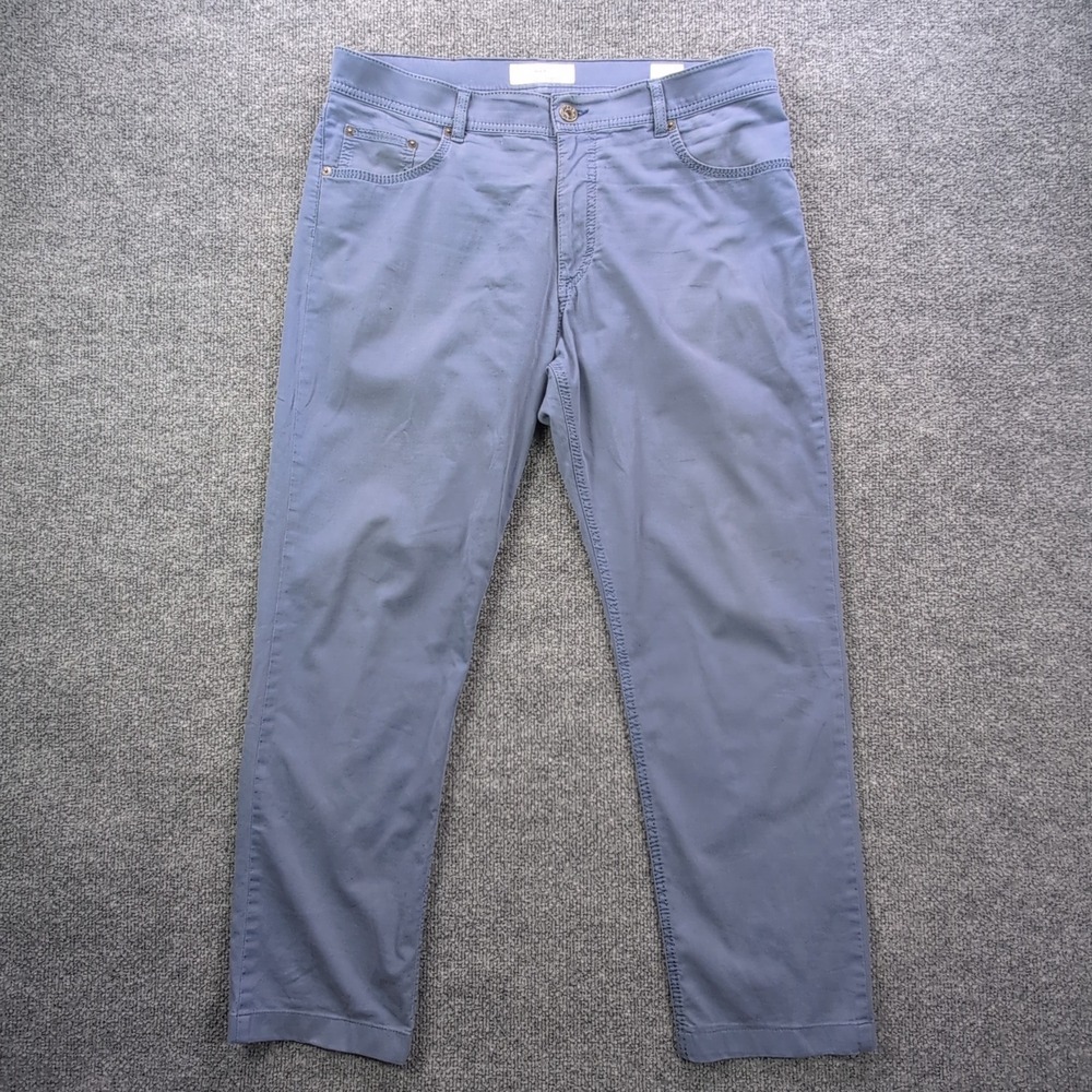 Brax Cooper Fancy Regular Fit Pants Mens 36/34 Blue Purple 5 Pocket Trousers